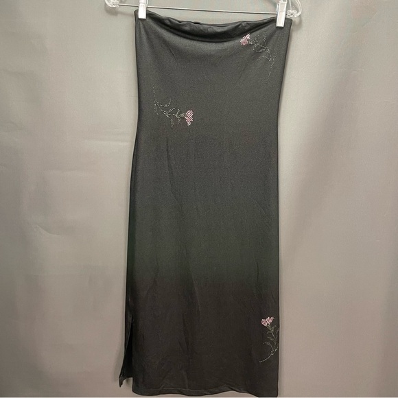 Vintage LE CHATEAU strapless slip dress with rhinestone flower design minimalist - Picture 1 of 16